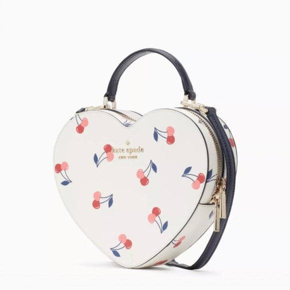 Kate Spade Love Shack CHERRY Printed HEART Crossbody Bag Top Handle Cherries EUC - Picture 7 of 10
